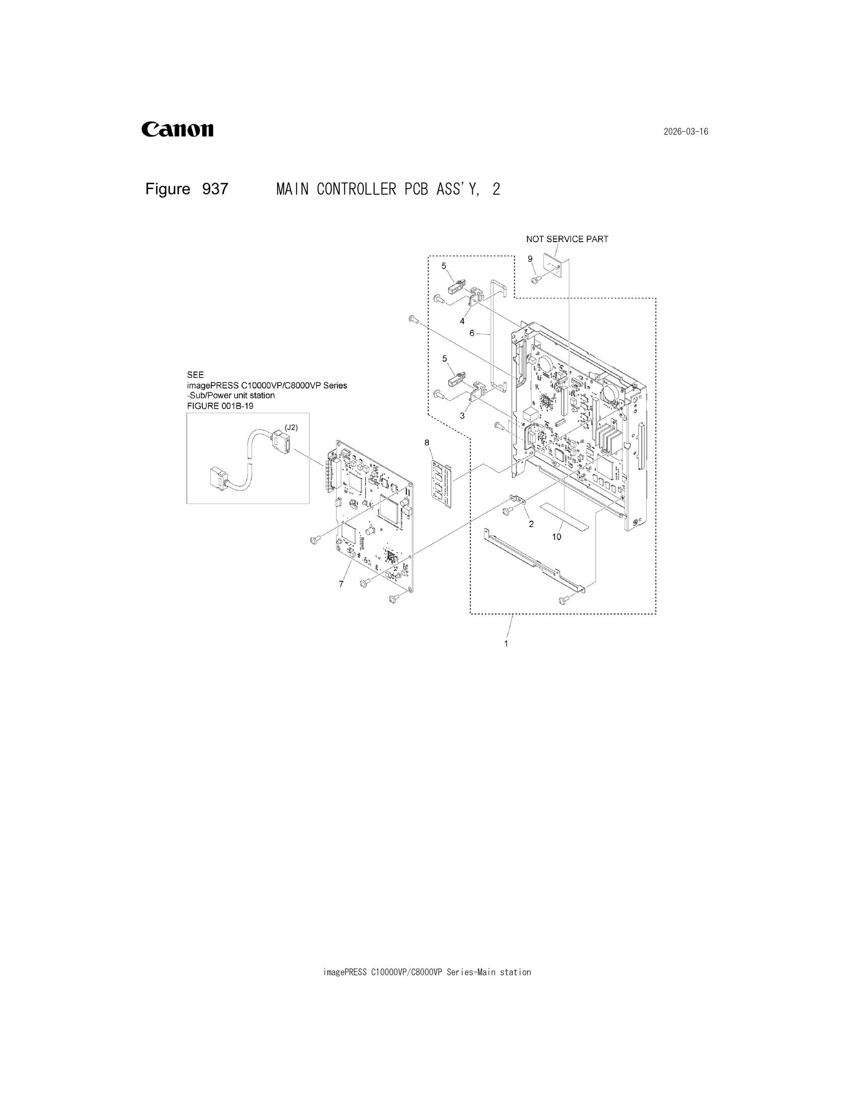 Parts catalogue diagram of the MAIN CONTROLLER PCB ASS'Y, 2 assembly