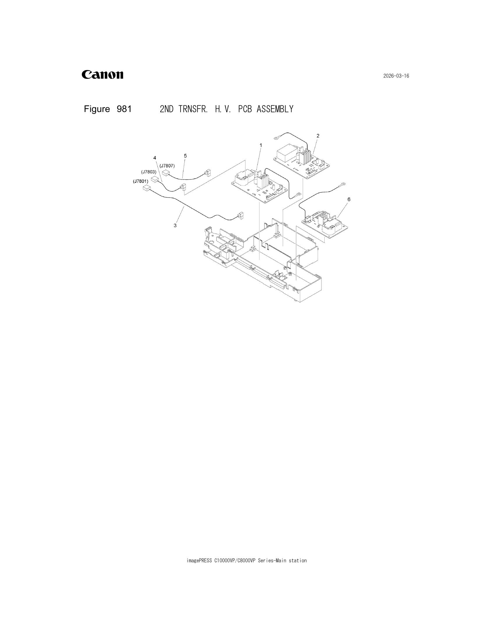 Parts catalogue diagram of the 2ND TRNSFR. H.V. PCB ASSEMBLY assembly