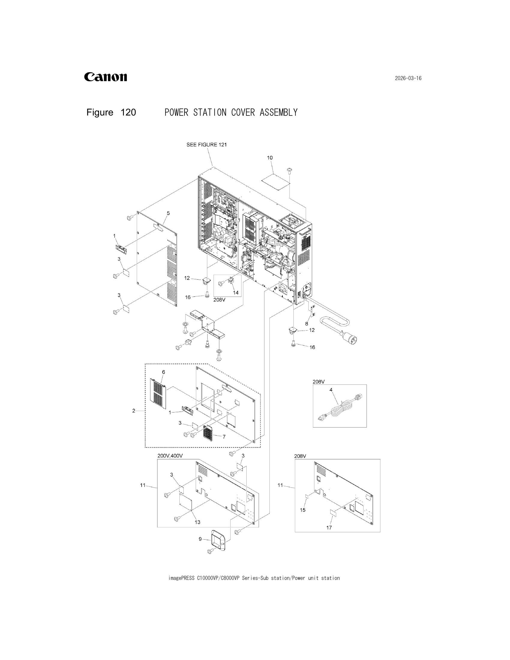 Parts catalogue diagram of the POWER STATION COVER ASSEMBLY assembly