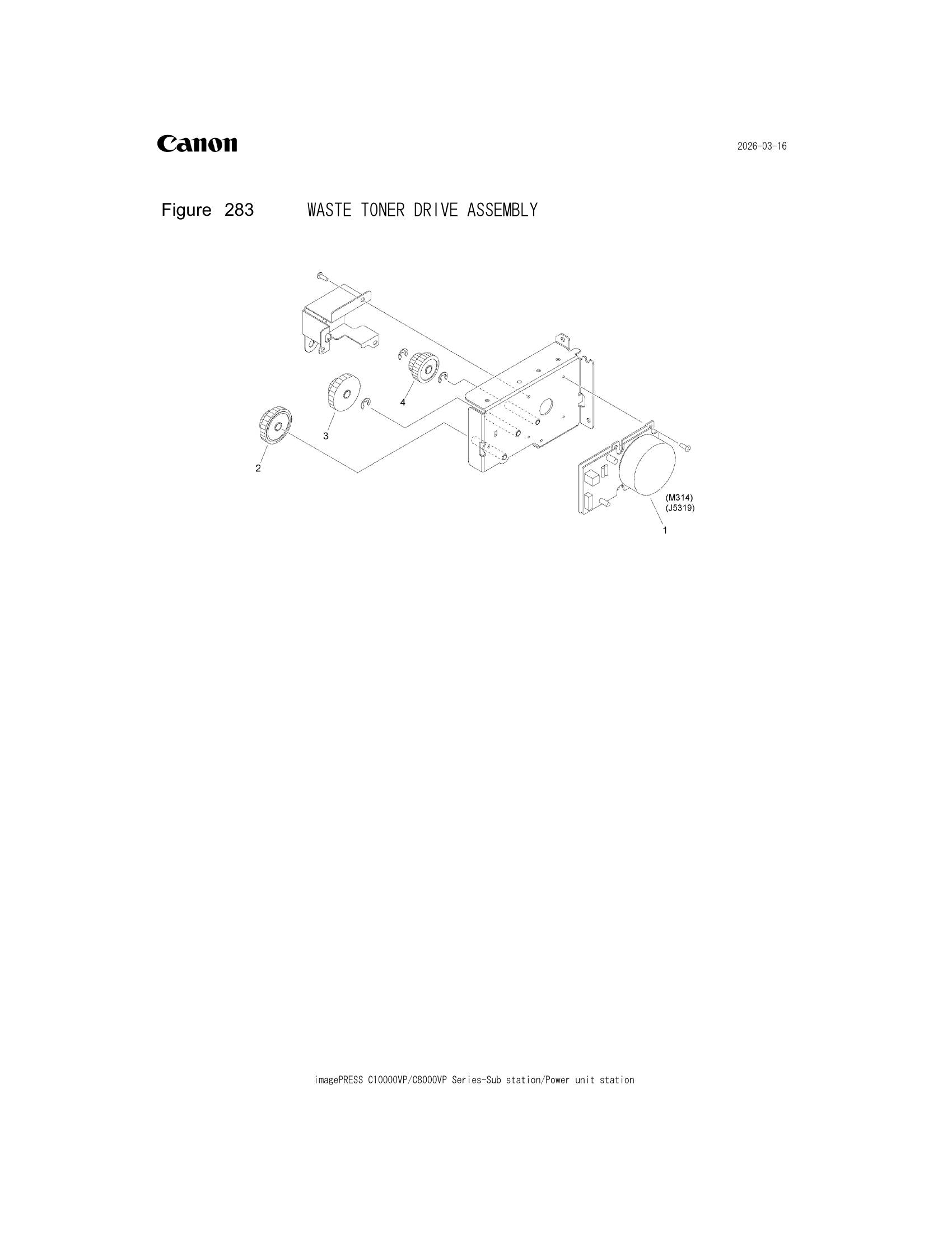 Parts catalogue diagram of the WASTE TONER DRIVE ASSEMBLY assembly