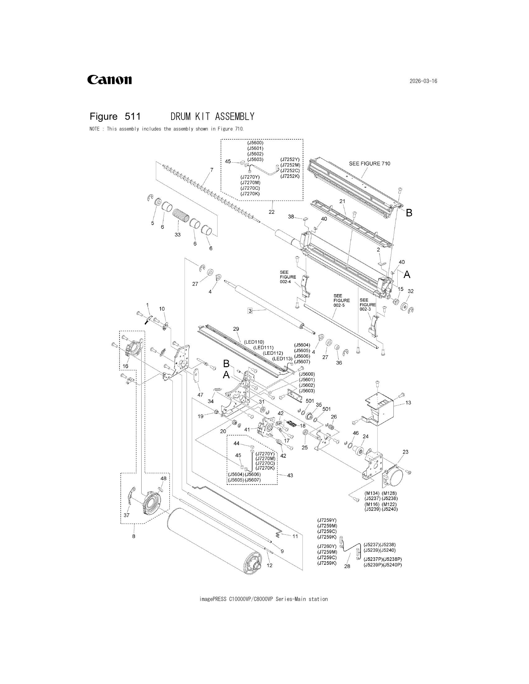 Parts catalogue diagram of the DRUM KIT ASSEMBLY assembly