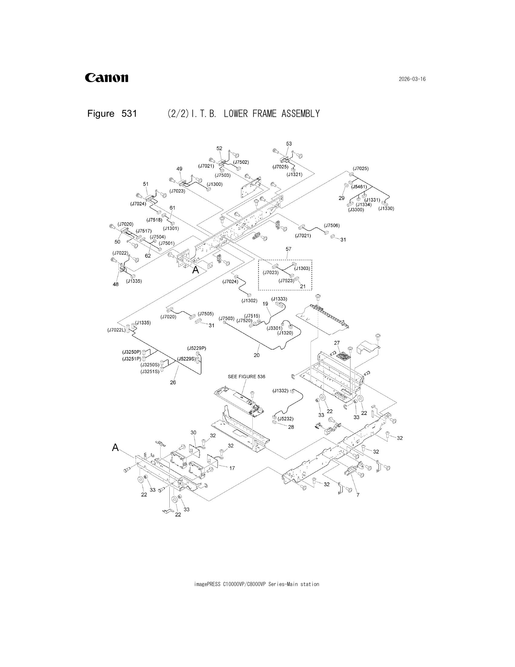 Parts catalogue diagram of the I.T.B. LOWER FRAME ASSEMBLY assembly