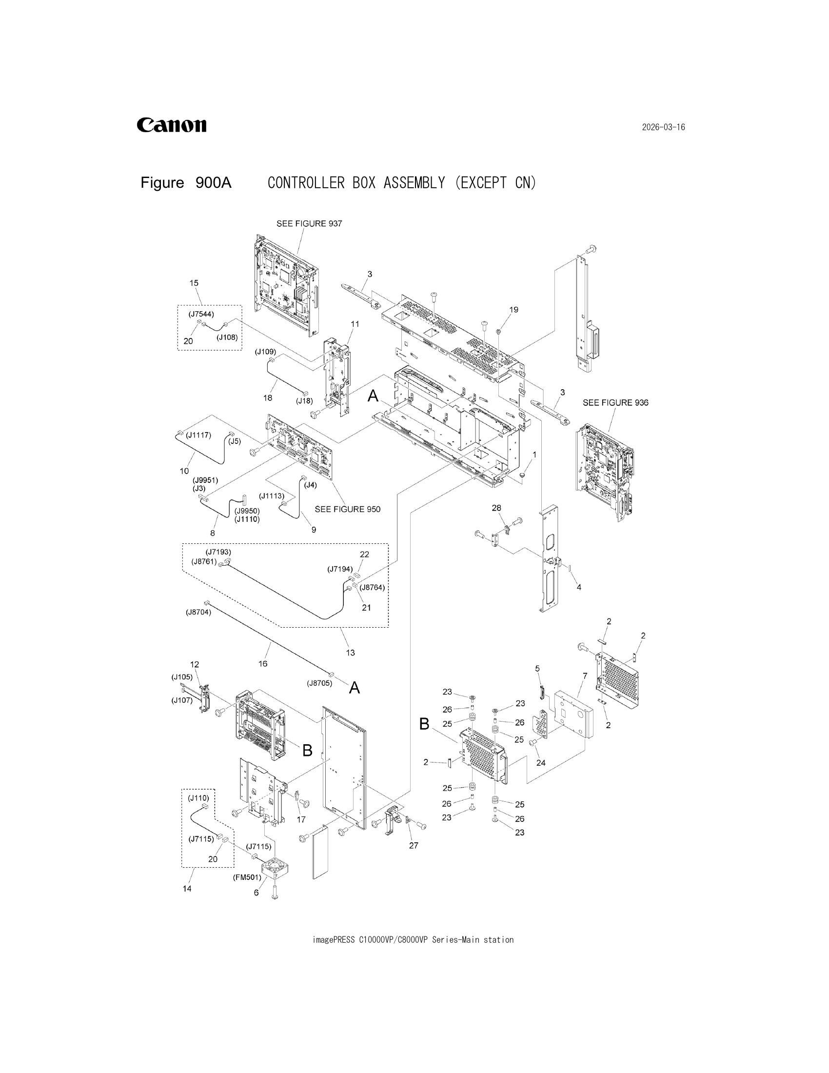 Parts catalogue diagram of the CONTROLLER BOX ASSEMBLY (EXCEPT CN) assembly